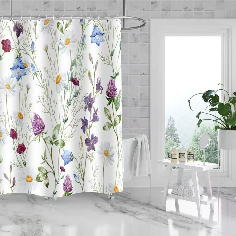 LLSCL Fabric Shower Curtain Liner with Magnets, Blue Hanging Orchid Waterproof Hotel Quality, 72 x 72 Machine Washable - Image 1
